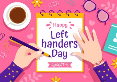 Happy LeftHanders Day Celebration Vector Illustration with Raise Awareness of Pride in Being Left Handed in Flat Cartoon Hand Drawn Templates clipart