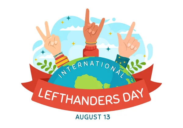 Stock vector Happy LeftHanders Day Celebration Vector Illustration with Raise Awareness of Pride in Being Left Handed in Flat Cartoon Hand Drawn Templates