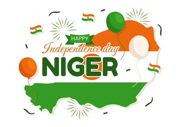 Happy Niger Republic Day Vector Illustration Waving Flag Country Public — Stock Vector
