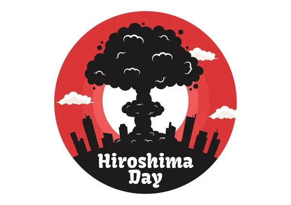 stock vector Hiroshima Day Vector Illustration on 6 August with Peace Dove Bird and Nuclear Explosion Background in Flat Cartoon Hand Drawn Templates