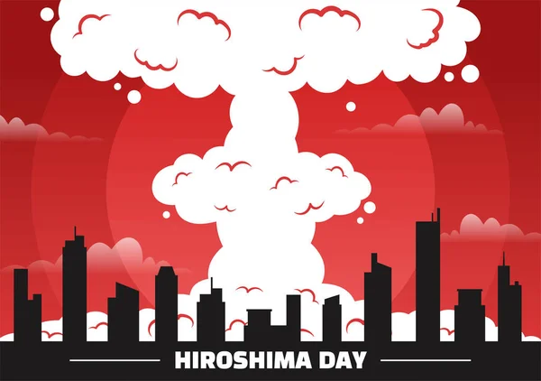 stock vector Hiroshima Day Vector Illustration on 6 August with Peace Dove Bird and Nuclear Explosion Background in Flat Cartoon Hand Drawn Templates
