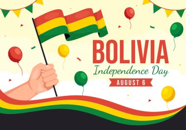 Bolivya Bağımsızlık Günü Vektör İlülasyonu 6 Ağustos 'ta Ulusal Bayram Düz El Çizim Arkaplan Şablonları Festivali ile