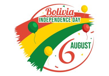 Bolivya Bağımsızlık Günü Vektör İlülasyonu 6 Ağustos 'ta Ulusal Bayram Düz El Çizim Arkaplan Şablonları Festivali ile