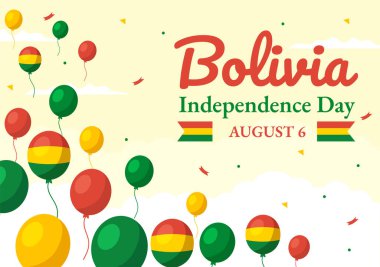 Bolivya Bağımsızlık Günü Vektör İlülasyonu 6 Ağustos 'ta Ulusal Bayram Düz El Çizim Arkaplan Şablonları Festivali ile