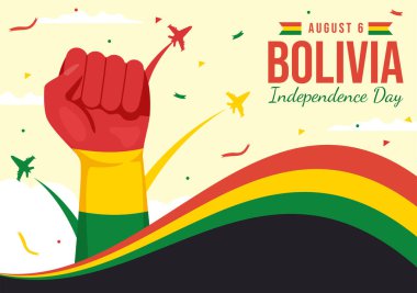 Bolivya Bağımsızlık Günü Vektör İlülasyonu 6 Ağustos 'ta Ulusal Bayram Düz El Çizim Arkaplan Şablonları Festivali ile