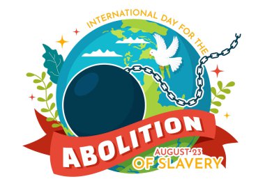 Uluslararası Köle Ticaretini Anma Günü ve Abolition Vector Illustration 23 Ağustos 'ta Şablon' da Kelepçe ve Güvercin Kuşu ile