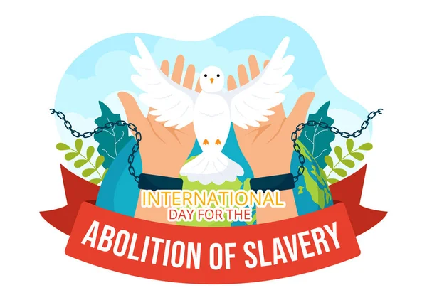 stock vector International Day of the Remembrance of the Slave Trade and its Abolition Vector Illustration on 23 August with Handcuff and Dove Bird in Templates