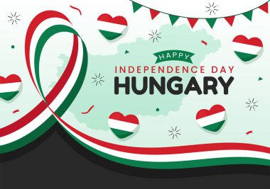 Macaristan 'ın Bağımsızlık Günü Macar Bayrak Sallama Arkaplanlı Mutlu El Çizim Çizimi Şablonları
