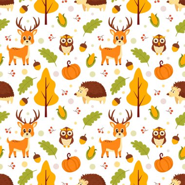 Çizgi film Şablonu 'nda Düşen Akçaağaç Panoramik Sonbahar Şekilsiz Çizim Elemanı