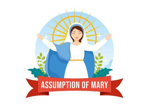 Założenie Mary Wektor Ilustracja Uroczystości Najświętszej Maryi Panny Gołębi Niebie — Wektor stockowy