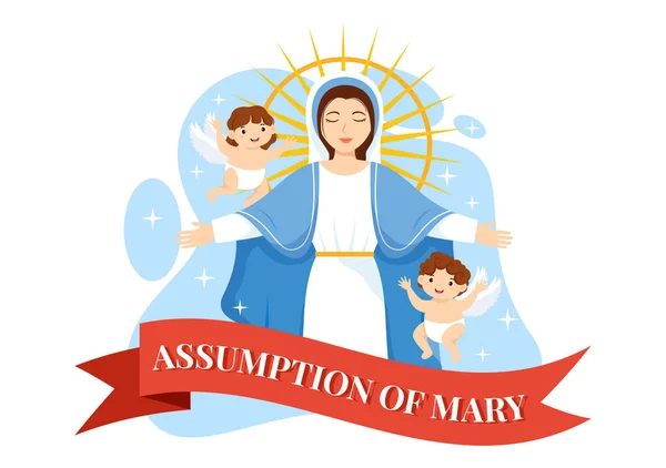 Założenie Mary Wektor Ilustracja Uroczystości Najświętszej Maryi Panny Dzieci Aniołów — Wektor stockowy