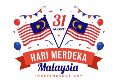 Malaysia Independence Day Vector Illustration on 31 August with Waving Flag in National Holiday Flat Cartoon Hand Drawn Background Templates clipart