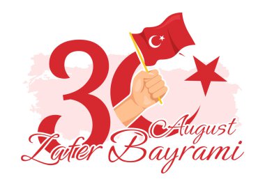 Türkiye Zafer Günü Vektör Resimleri Zafer Bayrami 'nin Düz Çizim El Arkaplan Şablonu Kutlaması ile 30 Ağustos' ta