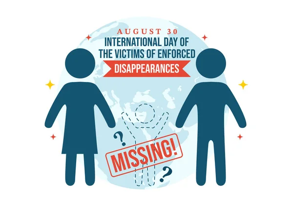 Día Internacional Las Víctimas Desapariciones Forzadas Vector Illustration August Missing — Vector de stock