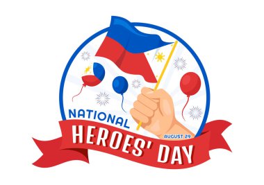 Mutlu Filipinler Ulusal Kahramanlar Günü Vektör İlülasyonu Kahraman Kutlama Düz El Çizim Arkaplan Şablonu 'nda Sallanan Bayrak