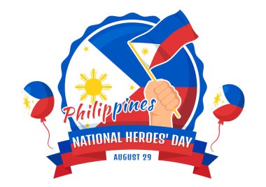 Mutlu Filipinler Ulusal Kahramanlar Günü Vektör İlülasyonu Kahraman Kutlama Düz El Çizim Arkaplan Şablonu 'nda Sallanan Bayrak