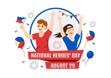 Mutlu Filipinler Ulusal Kahramanlar Günü Vektör İlülasyonu Kahraman Kutlama Düz El Çizim Arkaplan Şablonu 'nda Sallanan Bayrak