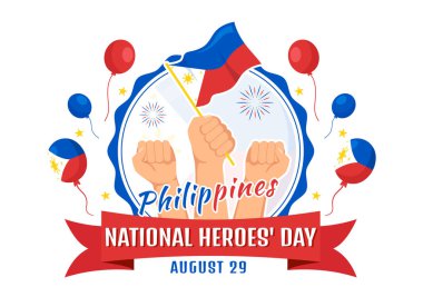 Mutlu Filipinler Ulusal Kahramanlar Günü Vektör İlülasyonu Kahraman Kutlama Düz El Çizim Arkaplan Şablonu 'nda Sallanan Bayrak