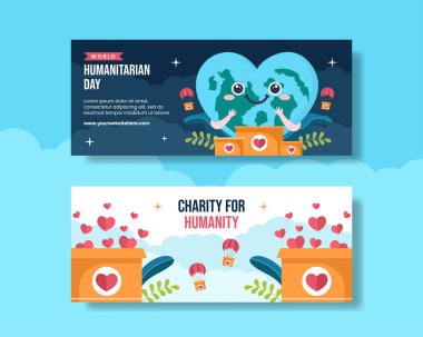 Dünya İnsani Yardım Günü Yatay Bayrak Düz Çizim El Şablonları Çizim Arkaplan Resimleri