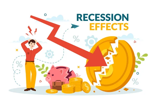 Efekty Recese Vektorové Ilustrace Dopadem Hospodářský Růst Ekonomický Pokles Aktivity — Stockový vektor
