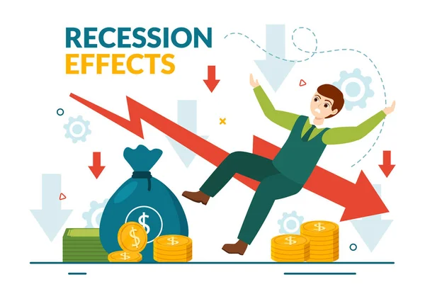 Efekty Recese Vektorové Ilustrace Dopadem Hospodářský Růst Ekonomický Pokles Aktivity — Stockový vektor