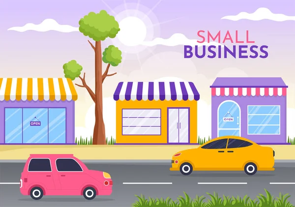Small Business Loan Vector Illustration Store Support Protection Growth Develop — 스톡 벡터