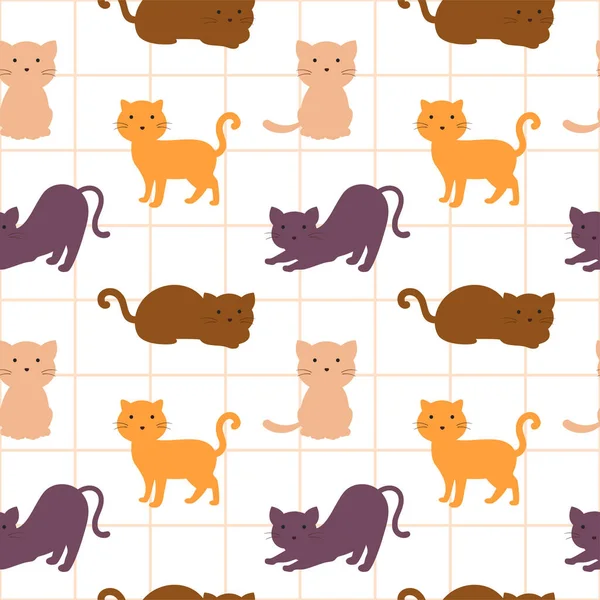 Gatos Animales Diseño Patrones Sin Costura Con Elemento Gato Plantilla — Vector de stock