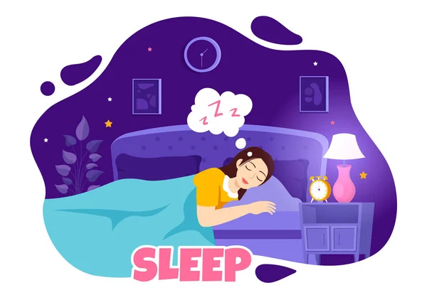 Sleep Vector Illustration Mit Einem Glücklichen Jungen Menschen Schläft Schnell — Stockvektor