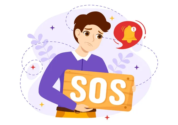 Sos Message Vector Illustration People Who Need Emergency Assistance Various — Stock Vector