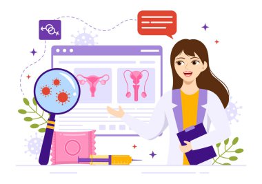 Dermatoloji Hastalığı için Venereolog Vektör İllüstrasyonu, Düz Çizgi El Şablonu 'nda Cinsel Yayılma ve Enfeksiyon
