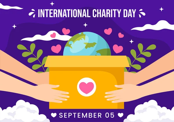 Διεθνής Ημέρα Φιλανθρωπικής Εικονογράφησης Διάνυσμα Στις Σεπτεμβρίου Δωρεά Πακέτο Αγάπη — Διανυσματικό Αρχείο