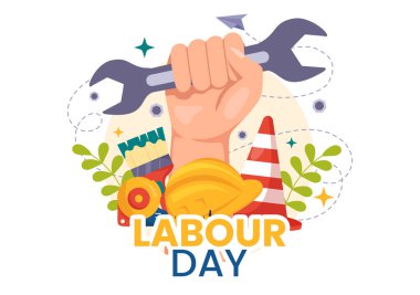 Düz El Çizim Arkaplan Şablonlarında İşçi İnşaat Aletleri İçin Çeşitli İnşaat Aletleriyle İşçi Bayramı Vektör İllüstrasyonunuz kutlu olsun