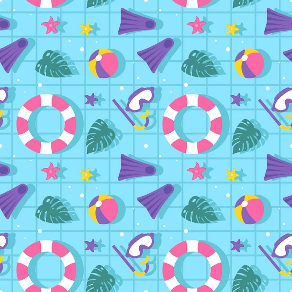 Schwimmbad Nahtlose Muster Vektor Illustration Mit Sommerurlaub Element Flachen Cartoon — Stockvektor