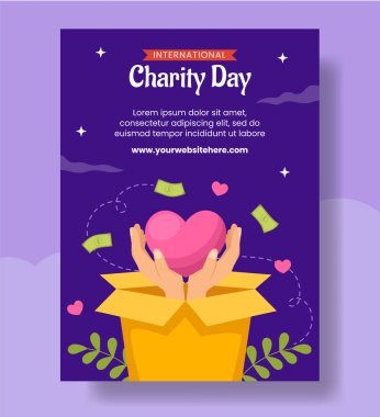 International Day of Charity Vertical Poster Düz Çizim El Şablonları Çizim Arkaplan Resimleri