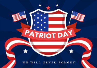 Amerika Birleşik Devletleri Bayrağı, 911 Anıtı ve Geçmiş Tasarım Tasarım Şablonları ile Mutlu Vatanseverlik Günü Vektör Resimleri