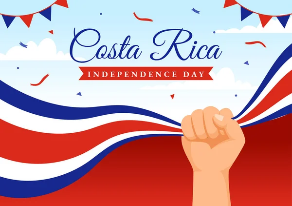 Happy Independence Day Costa Rica Vector Illustration September Waving Flag — Stock Vector
