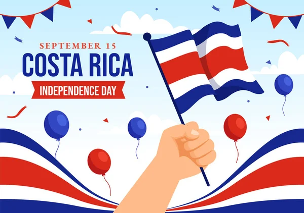 Happy Independence Day Costa Rica Vector Illustration September Waving Flag — Stock Vector