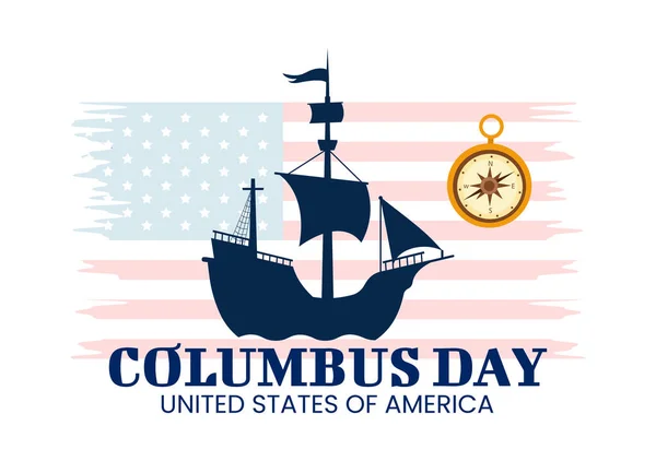 Happy Columbus Day Vektor Illustration Des National Usa Holiday Mit — Stockvektor