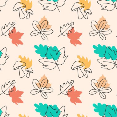 Sonbahar Sezonu Kusursuz Desenli Şablon Çizgi Film Çizimi Çizimlerinde Sonbahar Elementleri Tasarımı