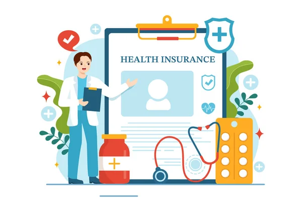 Ασφάλιση Υγείας Εικονογράφηση Διάνυσμα Ιατρικό Έντυπο Εγγράφου Για Την Υπηρεσία — Διανυσματικό Αρχείο