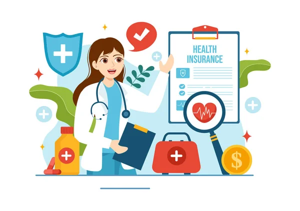 Ασφάλιση Υγείας Εικονογράφηση Διάνυσμα Ιατρικό Έντυπο Εγγράφου Για Την Υπηρεσία — Διανυσματικό Αρχείο