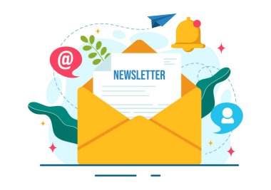 Zarf, Elektronik Posta İletisi veya Düz Çizgi El Çizim Şablonu Mobil Servis Arkaplanı ile E- posta Haber Vektörü Resimleri