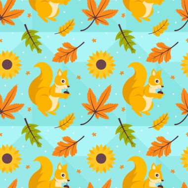 Sonbahar Sezonu Kusursuz Desenli Şablon Çizgi Film Çizimi Çizimlerinde Sonbahar Elementleri Tasarımı