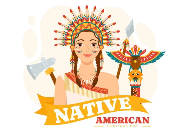 Native American Heritage Month Day Vector Illustration Celebrate America Indian — Stock Vector