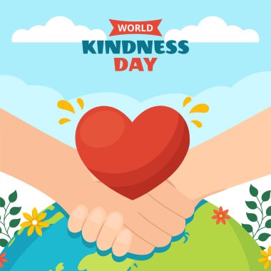 Dünya İyilik Günü Sosyal Medya İllüstrasyon Düz Çizgi Film El Şablonları Çizimi Arkaplan