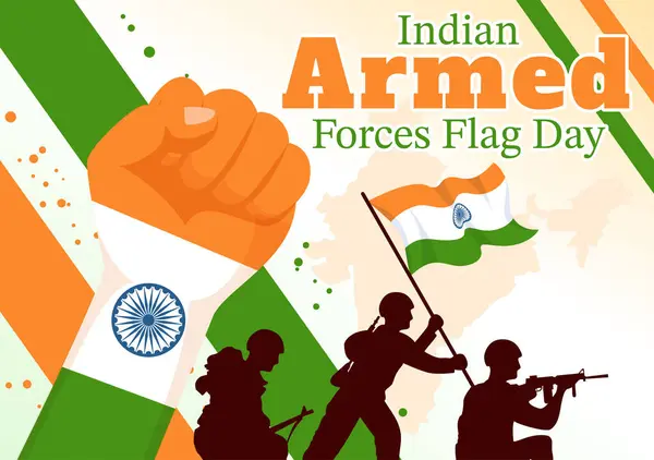 Indian Armed Forces Flag Day Vector Illustration India Army Flags — Stock Vector