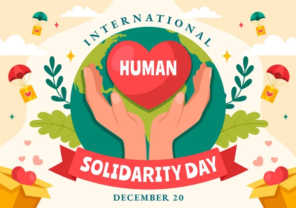 Uluslararası Nsan Dayanışması Günü Vektör Llüstrasyonu Aralık Dünya Nsanlara Sevgi — Stok Vektör