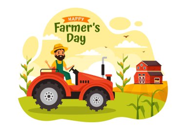 Happy Farmers' Day Vector Illustration on December 23 Rice Fields and Farmers Suitable for Poster or Landing Page in Flat Cartoon Background Design clipart