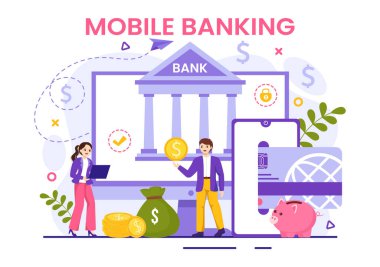 Cep Telefonu Ödeme için Cüzdan Uygulaması ve Kredi ve Banka Kartları tarafından Kablosuz Para Aktarımı ile Mobil Bankacı Resimleri