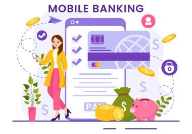 Cep Telefonu Ödeme için Cüzdan Uygulaması ve Kredi ve Banka Kartları tarafından Kablosuz Para Aktarımı ile Mobil Bankacı Resimleri